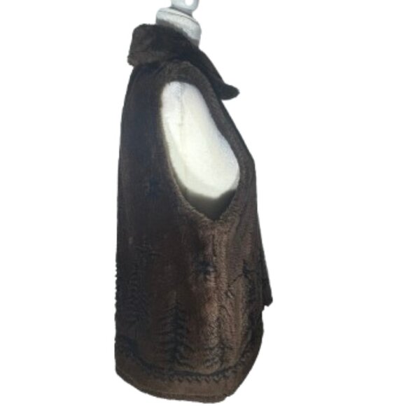 VINTAGE Made in USA Cobblestone Canyon Faux Fur Vest Snowflake Aspen Size Medium - Picture 4 of 9